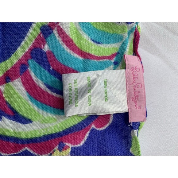 Lilly Pulitzer Toucan Play Riley Infinity Scarf Blue Pink Green VGUC - Picture 4 of 6